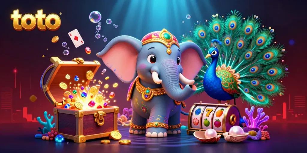 Engage with toto in an exciting gaming scene featuring vibrant casino elements and colorful characters.